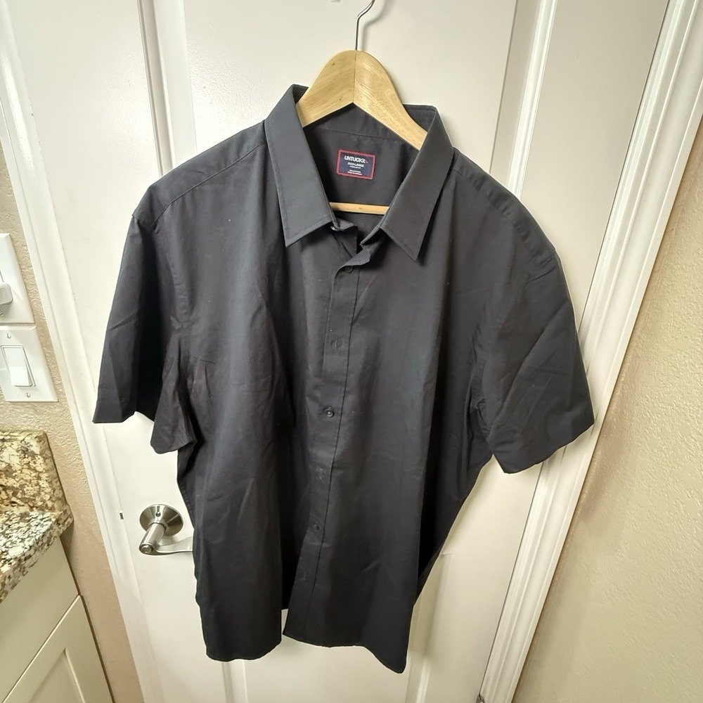 UNTUCKit Coufran Shirt Mens XXXL Black Regular Fit Short Sleeve Cotton 31264